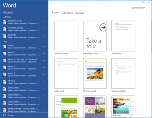 Aplicația UWP Microsoft Word