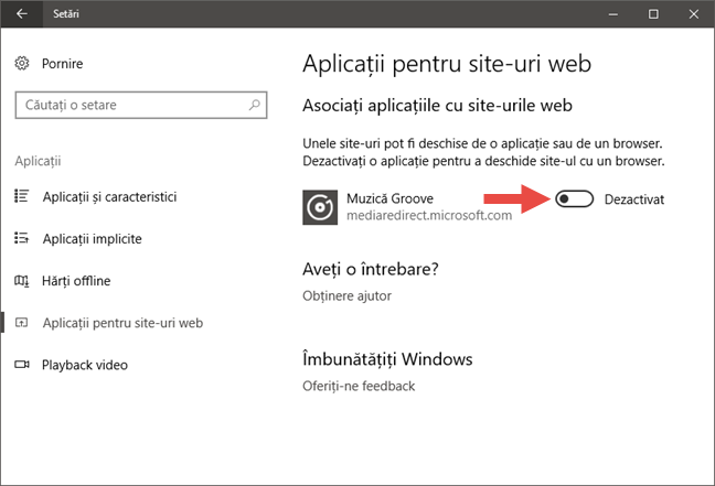 Aplicatii pentru site-uri web, Windows 10