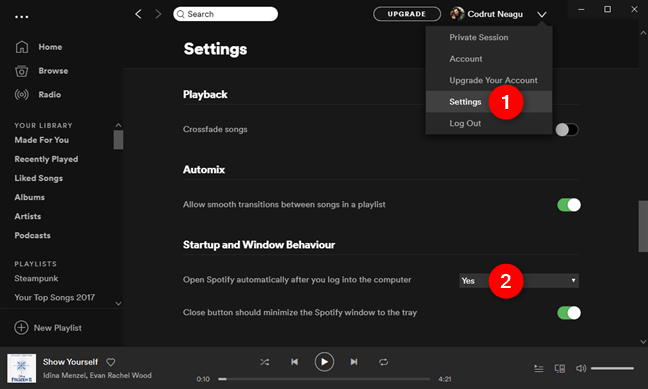 Deschide Spotify automat după ce te conectezi la calculator