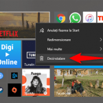 Dezinstalarea unei aplicații utilizând Meniul Start din Windows 10