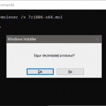 Dezinstalarea unui program folosind comanda msiexec cu un fișier MSI
