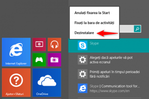 Folosirea căutării pentru a găsi și dezinstala o aplicație din Windows 8.1