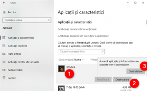Dezinstalarea unei aplicații din Windows 10 folosind aplicația Setări
