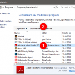 Dezinstalarea unui program din Panoul de control