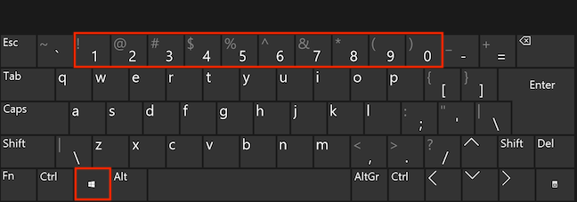 Ține apăsată tasta Windows și apasă numărul potrivit