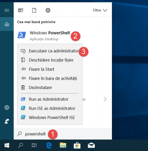 Deschide PowerShell ca administrator