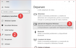 Pornește depanatorul Aplicații din Magazinul Windows