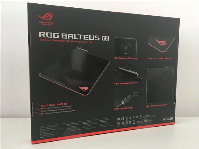 PArtea din spate a pachetului ASUS ROG Balteus Qi