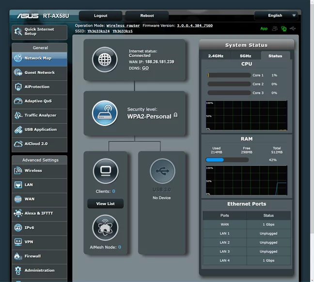 Firmware-ul routerului ASUS RT-AX58U