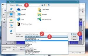 Audacity, Windows, melodie, invers, asculta, inapoi