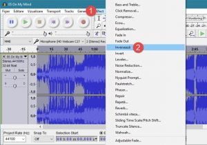 Audacity, Windows, melodie, invers, asculta, inapoi