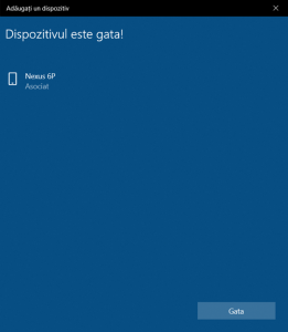 Dispozitivul Bluetooth este configurat în Windows 10