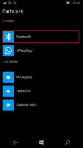 Windows 10 Mobile, Bluetooth, transfer, trimite, fisiere, poze