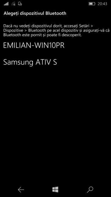 Windows 10 Mobile, Bluetooth, transfer, trimite, fisiere, poze