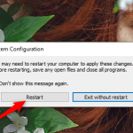 Repornirea Windows 10 pentru a aplica schimbările