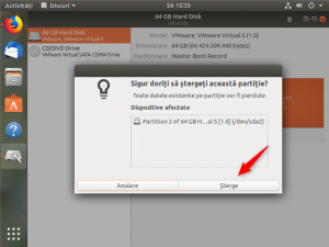 Confirmarea ștergerii partiției de Windows