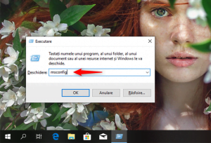Deschide msconfig în Windows 10