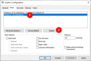 Șterge Windows din System Configuration
