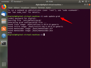 Executarea sudo update-grub pentru a elimina Windows din meniul de boot