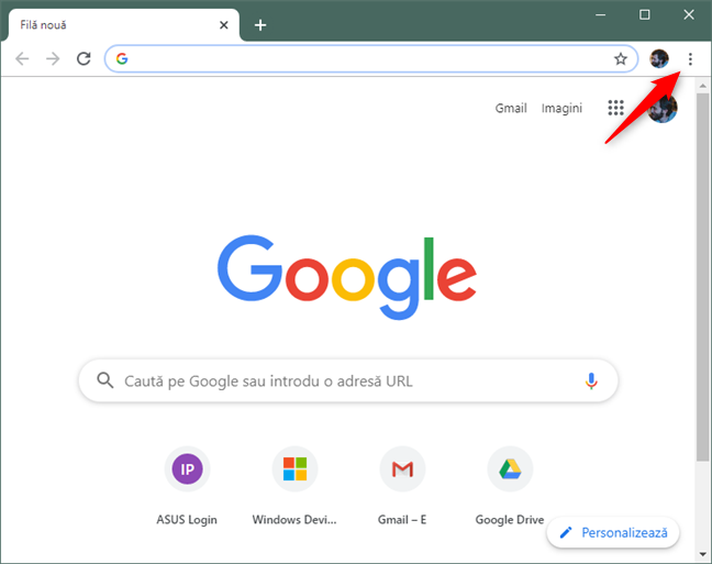 Butonul Personalizați și controlați Google Chrome