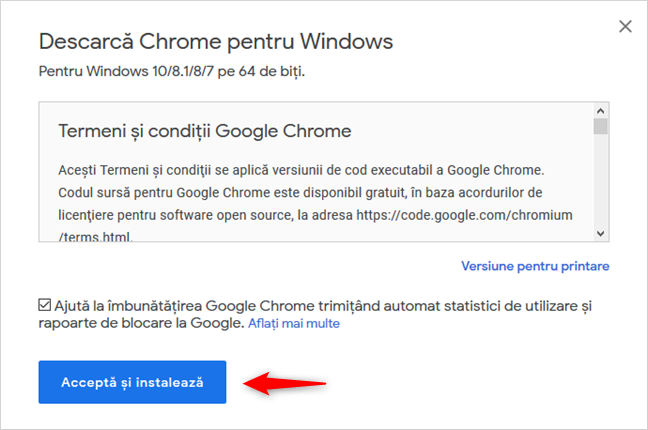 Descărcarea Google Chrome