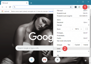 Deschiderea setărilor din Google Chrome
