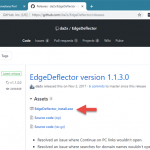 Legătura de descărcare pentru Edge Deflector, pe GitHub