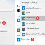 Setarea Google Chrome ca browser web implicit în Windows 10