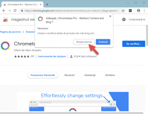 Instalarea extensiei Chrometana Pro în Google Chrome