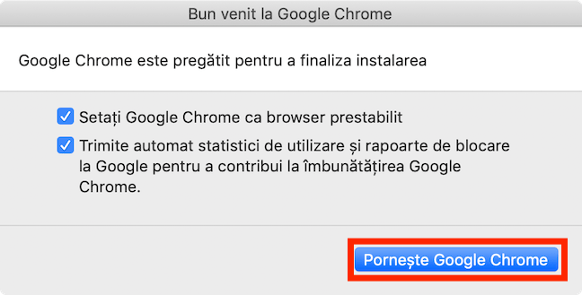 Finalizează instalarea Chrome