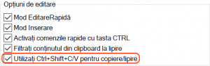 Activarea folosirii combinației Ctrl+Shift+C/V pentru copiere/lipire în CMD