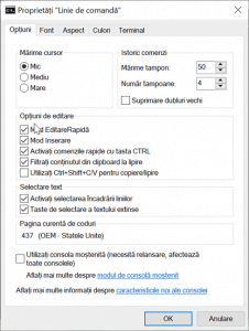 Diferitele opțiuni de personalizare sunt împărțite în cinci file