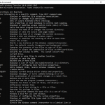 Linia de comandă afișând o parte din comenzile pe care le poți rula