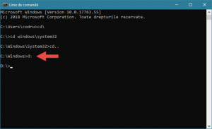 Schimbarea unității de stocare în Linia de comandă