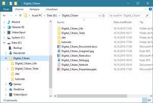 Un folder aflat în rădăcina unității D
