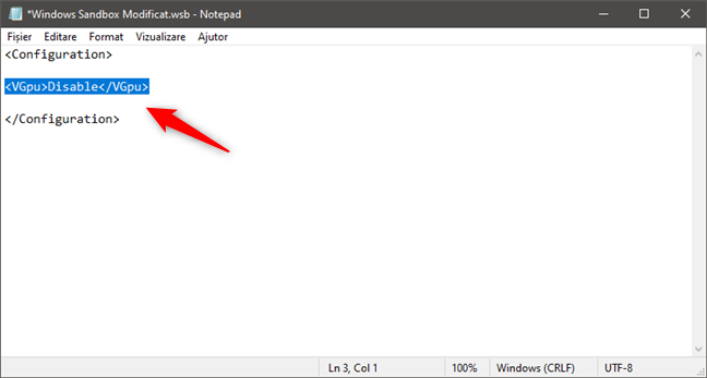 Dezactivarea partajării plăcii video cu Windows Sandbox