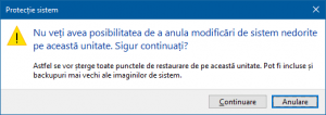 System Restore, Protectie Sistem, configurare, Windows