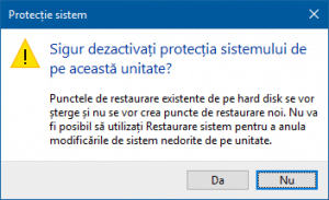 System Restore, Protectie Sistem, configurare, Windows