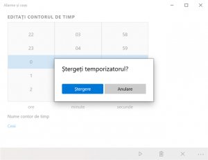 Apasă Ștergere pentru a confirma eliminarea contorului