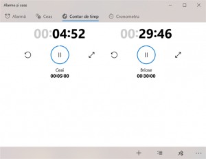 Poți vedea temporizatoarele în fila Contor de timp