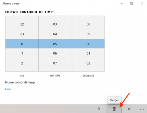 Apasă pe Ștergeți pentru a elimina un contor