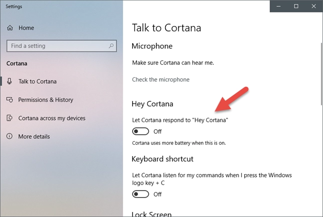 Cortana, Windows 10