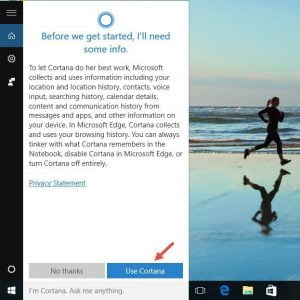 Windows 10, Cortana, utilizator, local, cont, seteaza, foloseste
