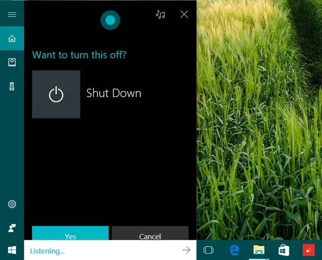 Cortana, calculator, opreste, delogare, repornire