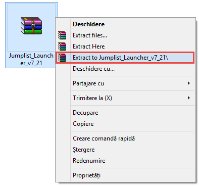 Jumplist Launcher, lista rapida, personalizata, bara de activitati, Windows