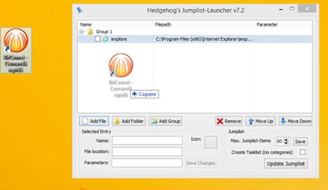 Jumplist Launcher, lista rapida, personalizata, bara de activitati, Windows