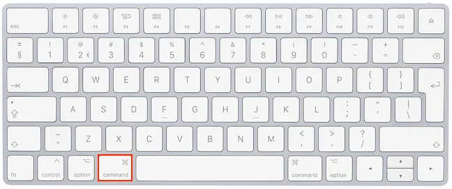 Tasta Command de pe o tastatură de Mac