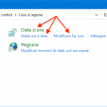 Apasă pe oricare link pentru a deschide fereastra Data și ora