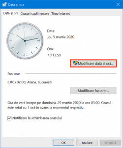Apasă Modificare dată și oră
