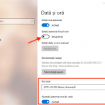 Dezactivează comutatorul pentru a configura setările fusului orar